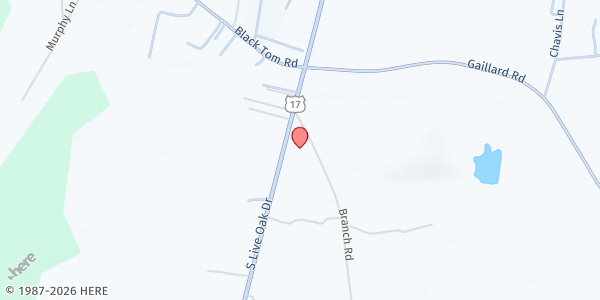 Map showing Trident Baptist Church at 1714 S. Live Oak Dr., The Cottage, SC