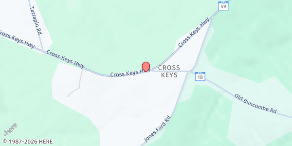 Map showing Cross Keys Community Center at Ball Park Rd., Cross Keys, SC