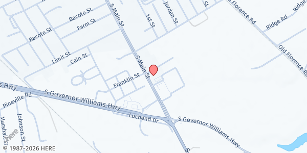 Map showing Bethel AME Church (Darlington) at 1333 S. Main St., Darlington, SC