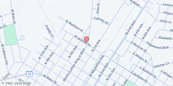 Map showing Faith Tabernacle Pentecostal Holiness at 701 Martin Luther King Jr Blvd, Dillon, SC
