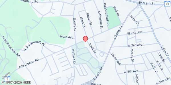 Map showing Salvation Army of Pickens County at 501 Old Liberty Rd., Easley, SC