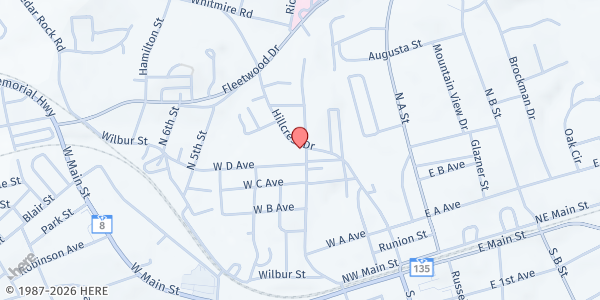 Map showing Shine Inc at 111 Hillcrest Dr., Easley, SC
