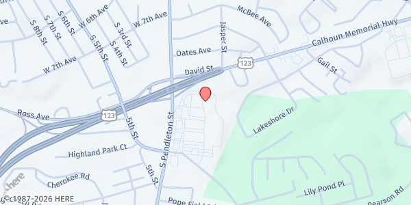 Map showing Storehouse of Pickens County at 1021 S. Pendleton St., Easley, SC
