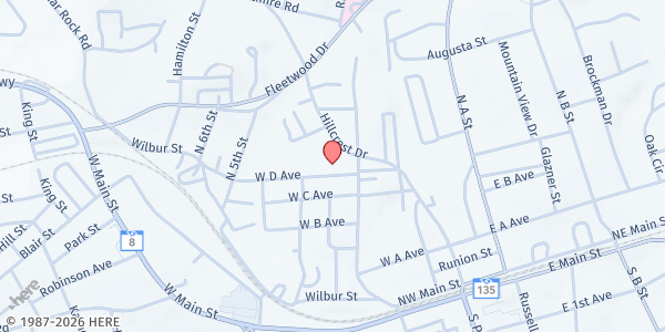 Map showing The Dream Center of Pickens County at 111 Hillcrest Dr., Easley, SC