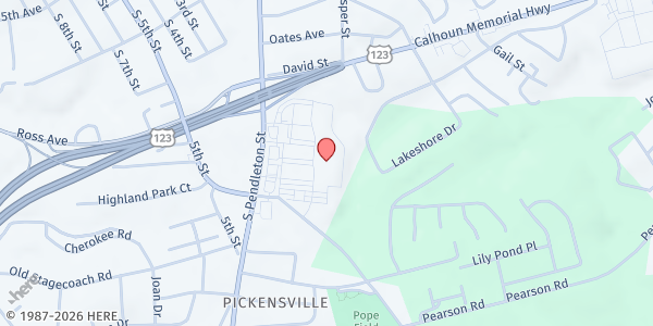 Map showing The Storehouse of Easley at 1021 S. Pendleton St., Easley, SC