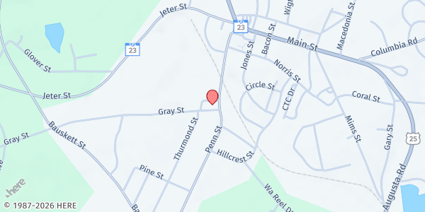 Map showing Edgefield County Churches Helping Others at 300 Gray St., Edgefield, SC