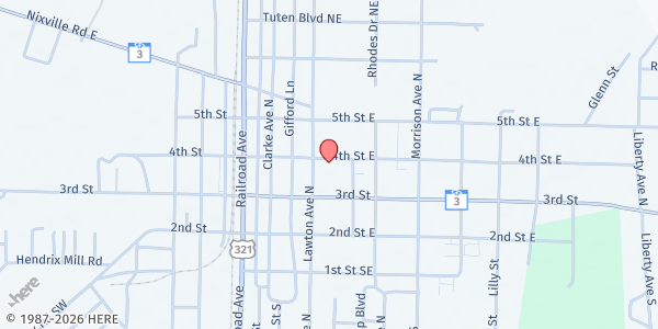 Map showing First Estill Baptist Church at 968 Lawton Ave., Estill, SC