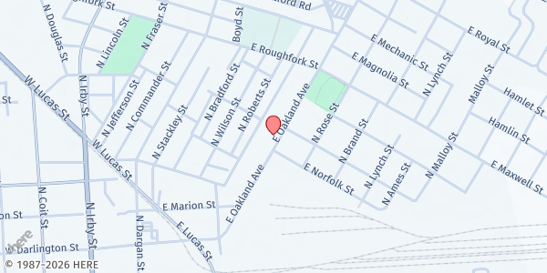 Map showing Greater Morning Star Apostolic Ministries #7 at 609 Oakland Avenue, Florence, SC