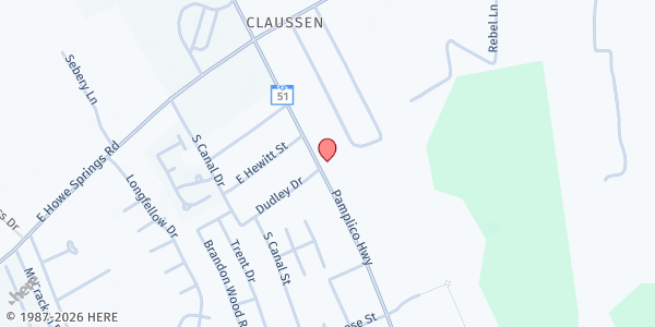 Map showing Greenwood Baptist Church at 2417A Pamplico Highway, Florence, SC