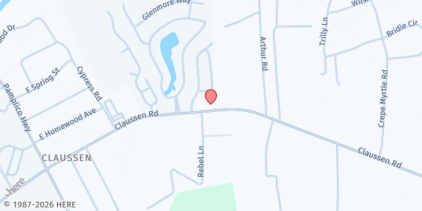 Map showing Kingdom Life International Church at 2601 Claussen Rd., Florence, SC