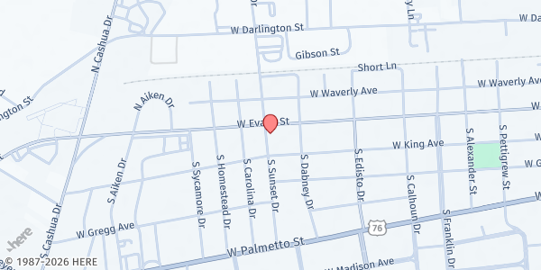 Map showing Lighthouse Ministries at 1416 W. Evans St., Florence, SC