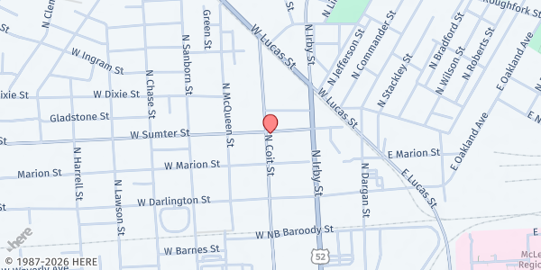 Map showing Majority Missionary Baptist at 414 North Coit Street, Florence, SC