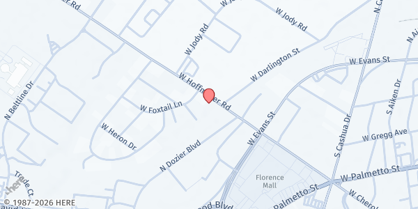 Map showing Salvation Army-Florence at 2210 Hoffmeyer Road, Florence, SC