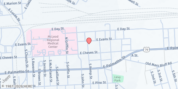 Map showing St. Anne Catholic Church at 104 South Kemp Street, Florence, SC