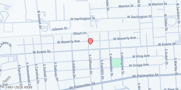 Map showing Truth & Fellowship Ministry at 1125 W. Evans St., Florence, SC