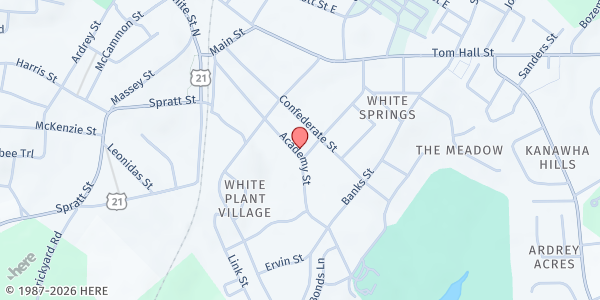 Map showing Fort Mill Church of God at 225 Academy St., Fort Mill, SC