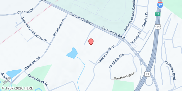 Map showing Ultimate Life Ministries Food Pantry at 377 Rubin Center Dr Suite 125, Fort Mill, SC