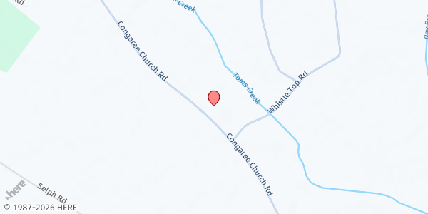 Map showing Red Hill Baptist at 733 Congaree Church Road, Gadsden, SC