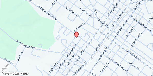 Map showing Cherokee County Meals on Wheels - Gaffney at 403 W. Montgomery St., Gaffney, SC