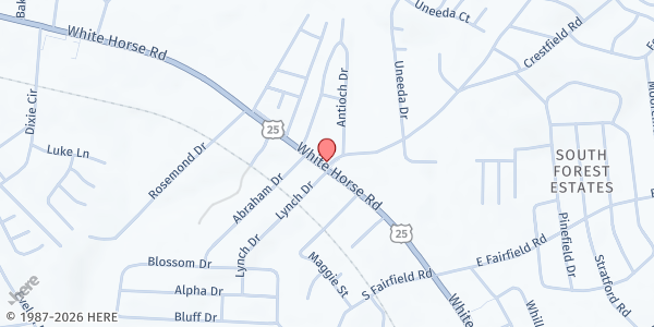 Map showing Resurrected Treasure Ministries at 904 Whitehorse RD, Gantt, SC