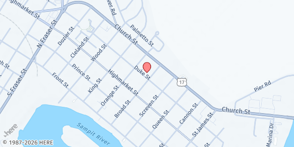 Map showing Bethel AME Church at 401 Broad St., Georgetown, SC