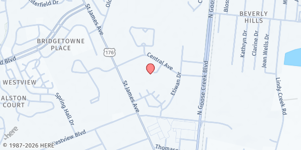 Map showing Helping Hands of Goose Creek at 104 Commerce Place, Goose Creek, SC