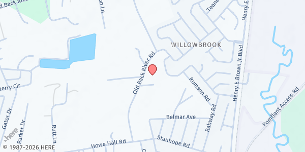 Map showing Windows of Heaven Ministry at 931 Old Back River Rd., Goose Creek, SC