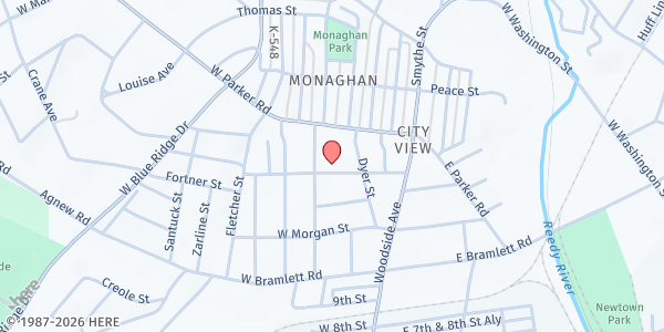 Map showing First Christian Fellowship at 110 Montana St., Greenville, SC