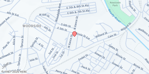 Map showing Little Zion Baptist Church at 32 N. Vance St., Greenville, SC