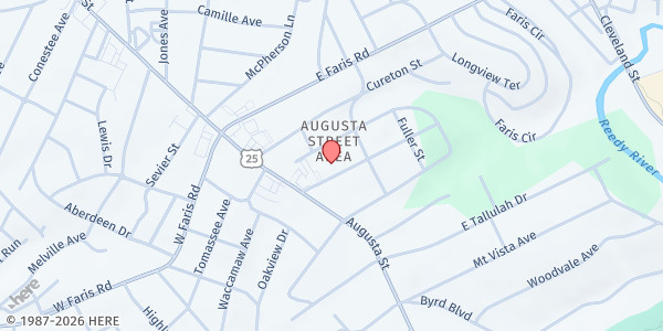 Map showing Meals on Wheels - Greenville at 15 Oregon St., Greenville, SC