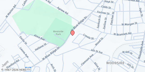 Map showing New Life Baptist Church at 2691 W. Blue Ridge Dr., Greenville, SC