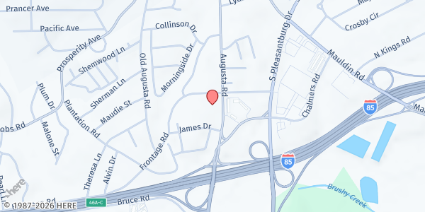 Map showing Our Lady Of The Rosary at 3710 Augusta Road, Greenville, SC