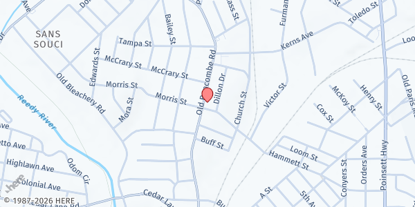 Map showing Our Lady's Pantry of Piedmont - Greenville at 2300 Old Buncombe Rd., Greenville, SC