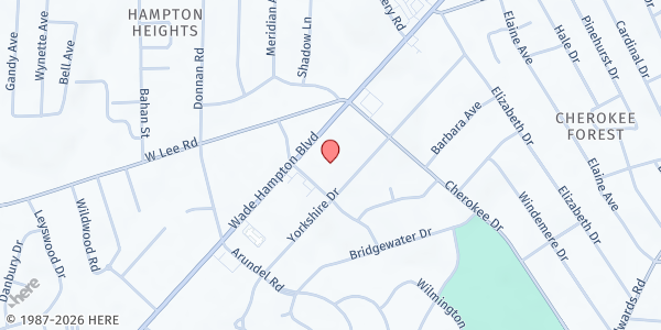 Map showing Our Saviour Community Ministries - Food Pantry at 2600 Wade Hampton Blvd, Greenville, SC