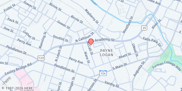 Map showing Project Host - Greenville at 525 S. Academy St., Greenville, SC