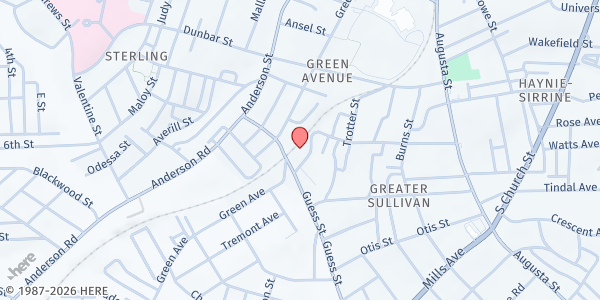 Map showing Solomon's Temple Church at 3 Guess Street, Greenville, SC