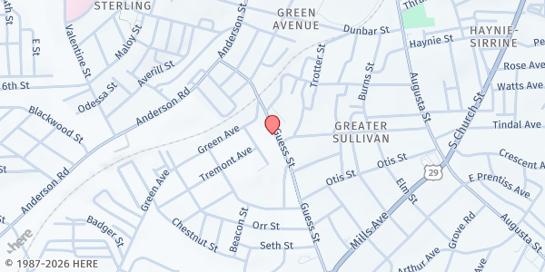 Map showing Solomon's Temple Church at 3 Guess St., Greenville, SC