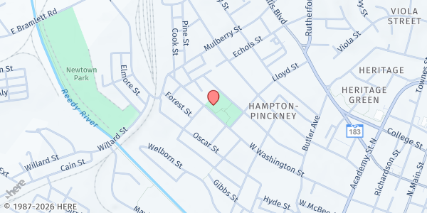 Map showing Southernside Community Center at 846 W. Washington St., Greenville, SC