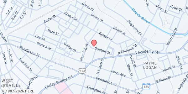 Map showing St. Anthony of Padua Catholic Church - Gallivan Center at 204 Douthit St., Greenville, SC