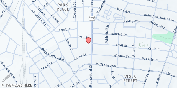Map showing UHC-Salvation Army of Greenville County at 417 Rutherford St., Greenville, SC