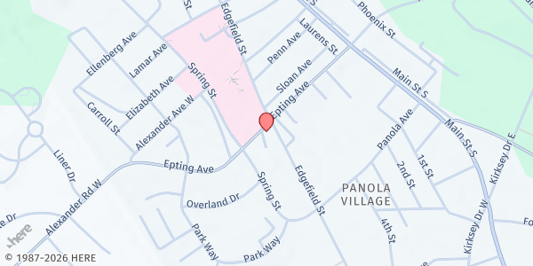 Map showing Greater Greenwood United Ministry at 1404 Edgefield St., Greenwood, SC