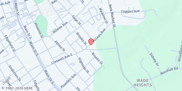 Map showing Immanuel Lutheran Food Pantry at 501 E Creswell Ave, Greenwood, SC