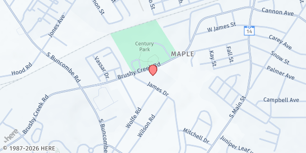 Map showing Helping Hands of Greer at 3610 Brushy Creek Rd., Greer, SC