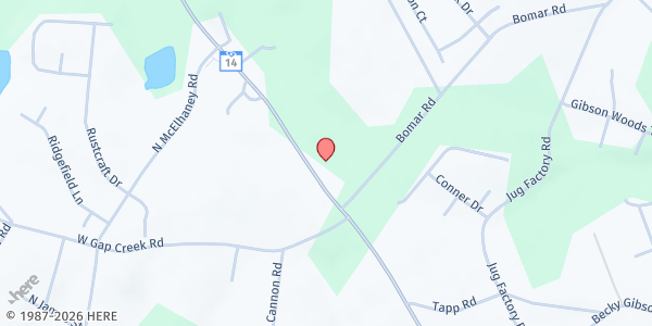 Map showing Washington Baptist at 3500 N. Hwy. 14, Greer, SC