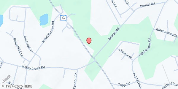 Map showing Washington Baptist at 3500 Highway 14 North, Greer, SC