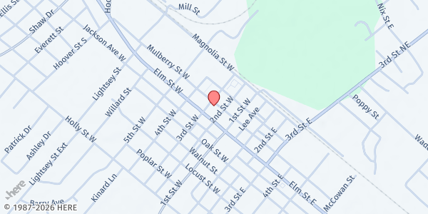 Map showing Hampton United Methodist Church at 204 Mulberry St W, Hampton, SC