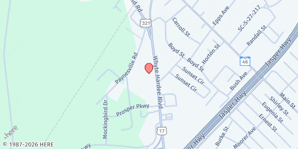 Map showing Mercy Mission/Catholic Charities - Hardeeville at 19869 Whyte Hardee Blvd, Hardeeville, SC