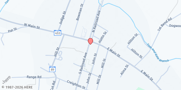 Map showing House of Prayer and Praise at 104 E Main St, Harleyville, SC