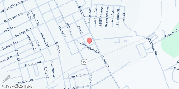 Map showing Embark Lay Ministries (Elm) at 108 Berkley Street, Hartsville, SC