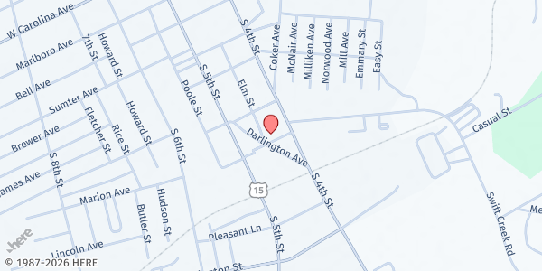 Map showing Embark Lay Ministries at 108 Berkley St., Hartsville, SC